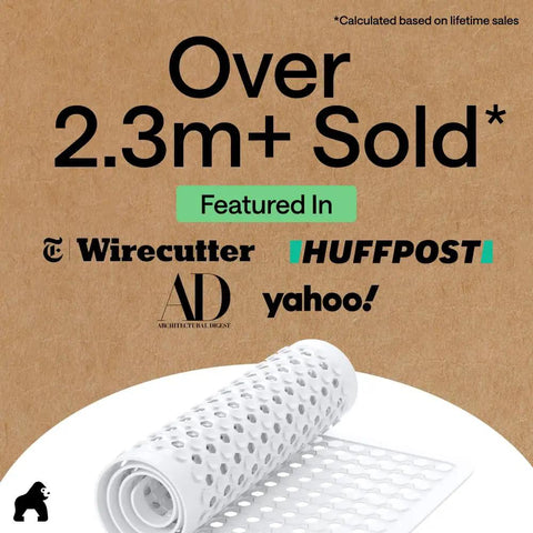 Premium Non Slip Bath Mat With Power Traction Suction Cups That Stay Locked For Stable Bathtub Floor Liner Featuring Rapid Moisture Escape Panels And No Fuss Cleanup Style In Crisp White Dimension Thirty Five By Sixteen displayed with features and recognition. 