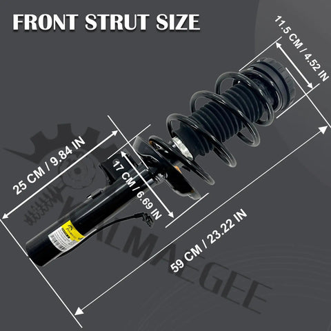 Cadillac XTS Front Left Or Right Shock Strut Assembly With Coil Spring 3.6L V6 2013 2014 2015 2016 2017 2018 2019 size diagram