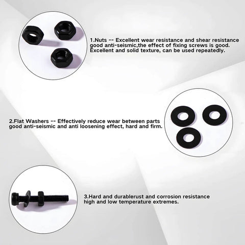 Dope Pro Grade M3 Black Hex Socket Screws Kit 480Pcs With Nuts Washers And Wrench Key, Alloy Steel 12.9 Grade, Anti Rust Coated