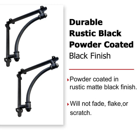 Heavy Duty Cast Iron Shelf Brackets 2 Pack Black 9.6 by 1.7 by 9.6 Inch Industrial Style Mounting Brackets Built To Last