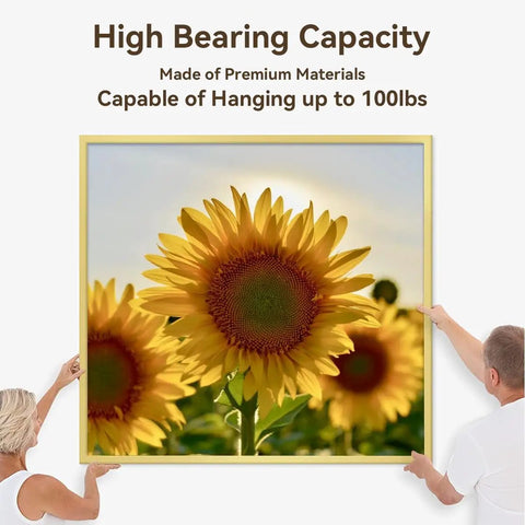 High Bearing Capacity of Rock Solid Picture Hanging Kit Top Shelf Heavy Duty Hooks And Nails For Drywall Wood No Sweat Setup For Photo Frames Mirrors And Wall Art 152 Piece Set.