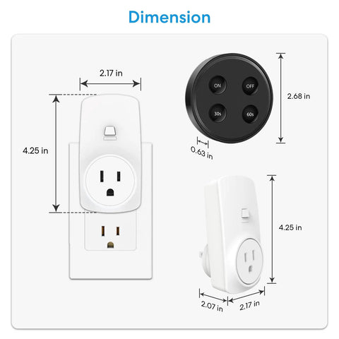 Dimensions of Wireless Garbage Disposal Switch Kit with Remote Control No Drilling On Sink Wall Mount or Handheld Remote