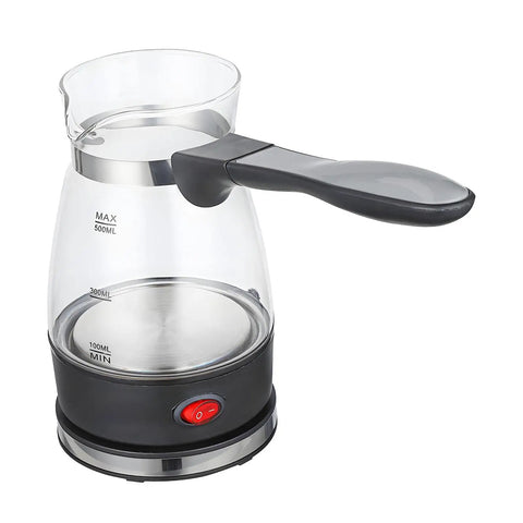 Electric Turkish Coffee Pot With Detachable Handle Clear Glass Teapot And Kettle For Office Home Or On The Go RV Restaurant Use 110V Multipurpose Coffee Machine Fast Brew For Travel, front view