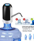 Portable USB Powered Water Pump For 3 To 5 Gallon Jugs, Electric Drinking Water Dispenser For Home Kitchen Office And Camping, Quiet Easy Pour Jug Pump With Universal Fit Black installed on jug