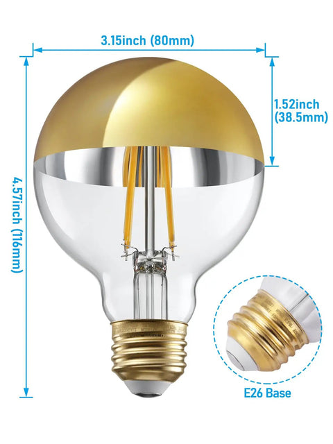Dimmable G25 Globe LED Bulb with silver dipped top, 7W, 600 Lumens, UL Listed E26 base, for bathroom vanity, 3000K warm white, pack of 3