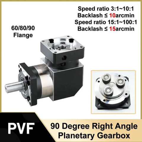 Bulletproof 90 Degree Right Angle Planetary Gearbox With Step Down Speed Reducer And Ultra Tight 10 Arcmin Backlash for robots.