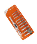 Get Your Garage Ready With This Dope 11Piece Tap And Die Set Including M5 M6 M7 M8 Sizes For Serious Metal Working, Thread Repairing, And DIY Projects At Home Or In The Shop Without Breaking The Bank Today. 11-piece metric tap and die set in orange blister pack
