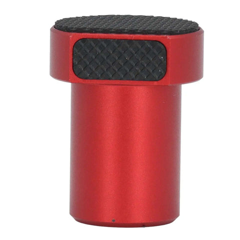 Close view of a single red 4 pack 20mm bench dog with non slip pad aluminum alloy table stop for woodworking benches holes clamping