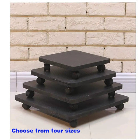 Rock Solid Wooden Plant Dolly With Smooth Rollin Wheels Heavy Duty Square Planter Stand Cart Universal Swivel Casters For Indoor Outdoor Garden Patio Kick Pots Around Hassle Brown Thirty Five Centimeters