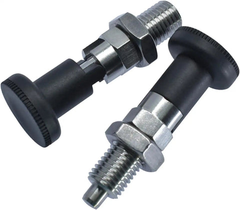 Built Like A Tank M20 Self Locking Spring Plunger With Fine Thread Stainless Steel Indexing Pin And No Nonsense Positioning Lock Knob For Seamless Setup And Dependable Use, showing two stainless steel indexing pins.