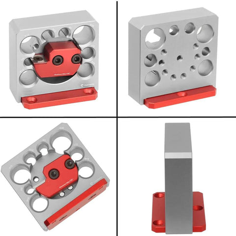 Adjustable Dowel Maker Jig for Drill Milling 8 To 20 Mm Holes, Aluminum Alloy Woodworking Tool, multiple views showcasing design.