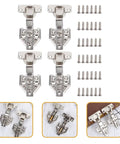 Hydraulic Cabinet Hinges With Quiet Operation 4 Pack Stainless Steel Heavy Duty Hinges shown with screws and installation example