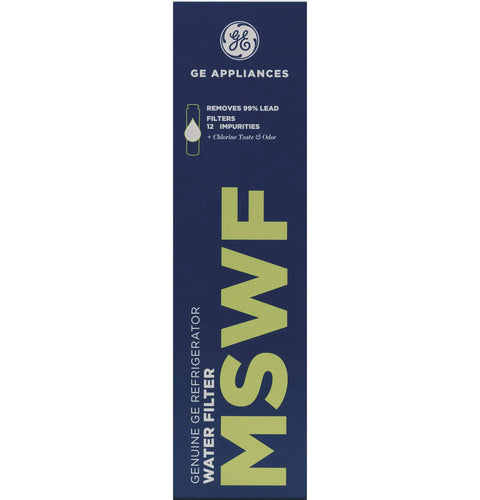 GE Refrigerator Water Filter MSWF box for side-by-side refrigerators, reduces lead sulfur and 50 plus impurities for crisp clean water.