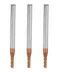 Three Pack Metal End Mills For CNC Milling With Four Flutes Tungsten Steel Router Bits For High Speed Cutting Beefy Tough Durable