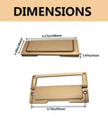 Dimensions of Hidden Flat Pull Handle Black Two Piece Set With Screws for cabinets and drawers, showing length and width in inches and mm