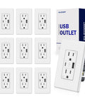 In Wall USB Charger Outlet With Dual USB Ports Type A And Type C, 15 Amp Duplex Tamper Resistant Receptacle NEMA 5-15R