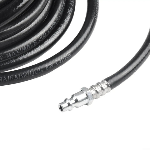 Heavy Duty 24.6 Foot PVC Air Compressor Hose With Quick Connect Fittings Sweet For Pneumatic Tools In Home Garage Setting Black 5mm ID Has Pro Grade Durability Flexibility For Everyday Workshop Set For Fast Tool Swaps And Rock Solid Air Flow, black PVC hose with quick connect fitting