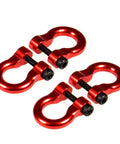 4 Pack Aluminum Tow Shackles For 1/10 Scale TRX-4 Crawler RC Car Red Anodized CNC Machined Easy Install Heavy Duty Durable Corrosion Resistant Tow Hooks
