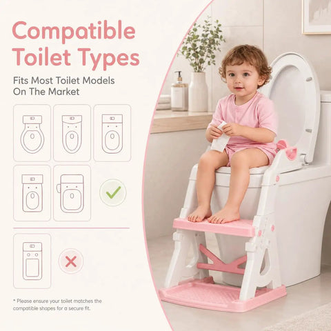 Kid Approved 2 In 1 Potty Training Seat And Step Stool For Toddlers Featuring Anti Slip Base And Splash Guard Stabilizer Crossbar Super Snug Zero Drama Smooth Transition Bathroom Essential For Boys And Girls Pink