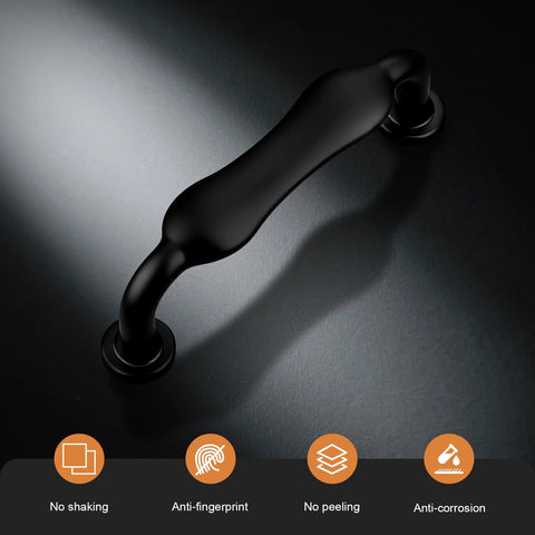 Matte Black Cabinet Handles 30 Pack With 3 Inch Hole Centers 76mm Solid Zinc Alloy Kitchen Drawer Pulls shown close-up