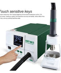 Hot Air Rework Soldering Station With Touch Screen LCD 1200W Lead Free Three Memory Channels CH1 CH2 CH3 in use with finger