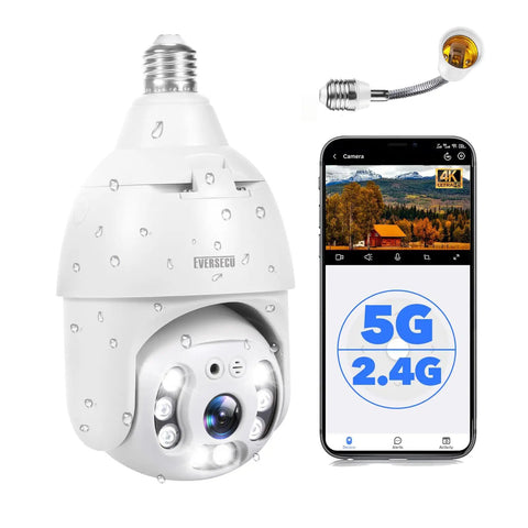 Outdoor Light Bulb Security Camera 2K 4MP Plug And Play, app display, wireless design, waterproof, 360-degree view