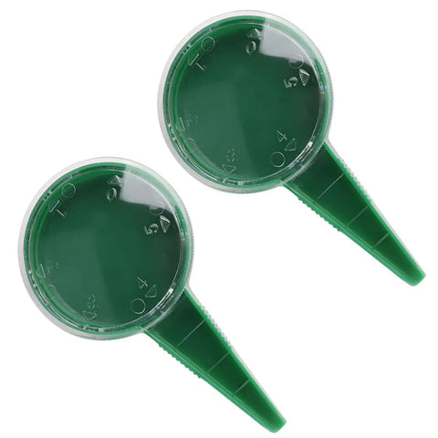 Two-pack army green seed spreader garden seeding tool with adjustable dial for even planting, five levels, durable plastic manual tool.