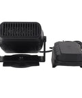 Pocket Sized USB Battery Space Heater Running Smooth With Dual Phone Chargers And Two Comfort Settings Tailor Made For Office Desks Camping Trails Or Road Trips Sweet, compact black heater with USB connection.