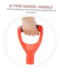 Hand holding a red Replacement D Handle Shovel Grip For Outdoor Digging And Raking Tools With Ergonomic Non Slip PVC Spade Handle