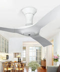 Modern 54 Inch Ceiling Fan With Light Super Silent Wireless Remote Smooth Airflow Fast Wall Setup in a stylish living area.
