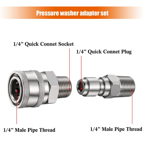 Shimeyao 4-set 1/4 in pressure washer quick-connect adapters with male/female plugs and socket