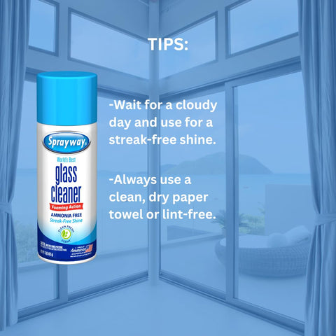 Ammonia Free Glass Cleaner With No Drip Foaming Action For Streak Free Shine On All Glass Surfaces 15 Ounce Bottle in room setting