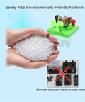 Hands holding white ABS material and parts of Awesome Hands On Electricity And Magnetism STEM Kid Friendly Kit Learn Series And Parallel Circuits Electromagnets Magnetic Inductance Wires And Real World Physics Concepts With A Simple Engaging Lab Guide