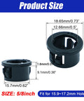 45Pcs Black Plastic Grommets For 5/8 Inch Holes 16mm Snap In Locking Cable Hole Grommets dimensions detail view