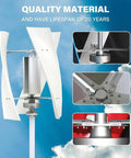 Portable Wind Generator Kit With Charge Controller 48V Helix Design showing sturdy build and parts details