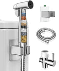 Handheld Bidet Sprayer With Water Filter And Adjustable Pressure Stainless Jet Spray 47 Inch Leak Proof Hose For Toilet