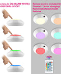 Battery Powered LED Ceiling Light With Remote Control, 12 Color Mood Lights shown in four color modes with remote