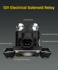 12V Electrical Solenoid Relay with zinc-plated contacts, copper wire coil, and plastic housing, compatible with Johnson and Evinrude motors