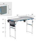 Outdoor Cook Table With Adjustable Height And Foldable Four Foot Work Station, dimensions 50x26 inches, shown in gray