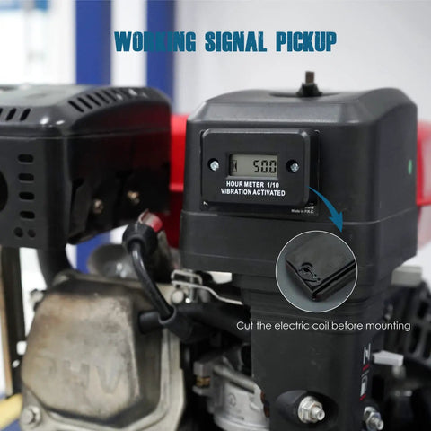 Vibration Activated Digital Hour Meter For Small Engines No Wiring Hassle Just Cut Induction Coil To Start Timing Automatically installed on engine