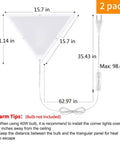 Plug In Corner Light 2 Pack With Switch, Modern Triangle Wall Light Fixture With Acrylic White Shade dimensions and cord