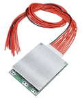 Top Shelf 13S 48V 35A BMS Protection Board For Lithium Ion Packs with red and black wires, designed for safety in custom builds.
