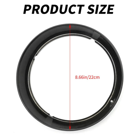 Black 7 Inch Headlamp Trim Ring Cover Replacement For Harley-Davidson Touring showing 8.66in/22cm product size