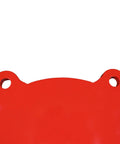 Close-up of AR500 Steel Target 4 Inch Gong Silhouette Three Eighths Inch Thick Plasma Cut Red Color High Visibility hanging holes.