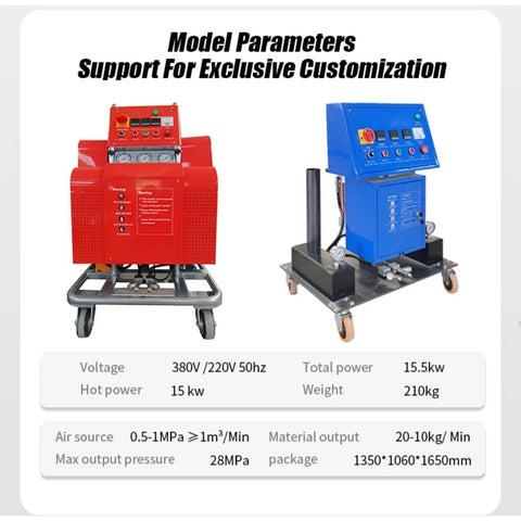Two Heavy Duty Portable Polyurethane Spray Machines with Advanced Filtration System for Foam Insulation Projects.