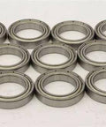 10-Pack 61800ZZ 10x19x5mm Double Shielded ABEC-5 Ball Bearing, chrome steel, arranged in two rows