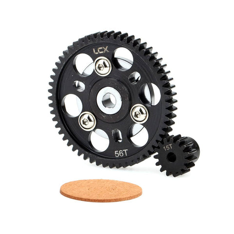 Hardened Steel 32P 56T Spur Gear With 15T Pinion For Axial SCX10 Wraith RC Crawler Upgrades Beefed Up Durability Easy Install Black Finish Includes 1 Spur Gear And 1 Pinion