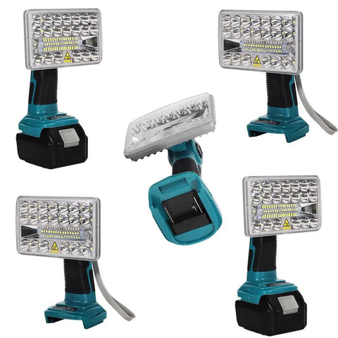 2000 Lumen LED Work Light For 18V LXT Battery, 18W Floodlight, multiple angles, rechargeable, portable.