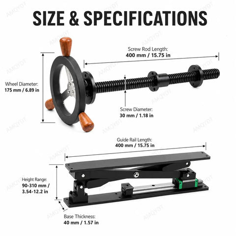 Built Like A Tank Workbench Leg Vise Assembly With 30Mm Steel Screw And 175Mm Handwheel For Quick Full Stroke Clamping On Custom Garage Benches Matte Silver Trim specifications and dimensions.