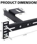Heavy Duty Adjustable Headboard Brackets For Bed Frame With Complete Hardware Set Black Metal Extension Connector Kit dimensions in inches.